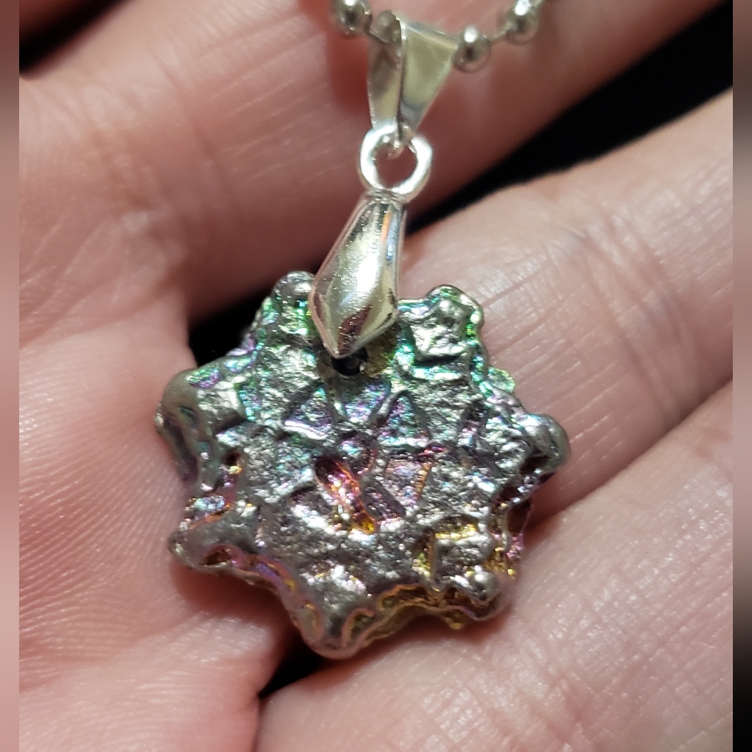 Bismuth Snowflake Pendant Necklace